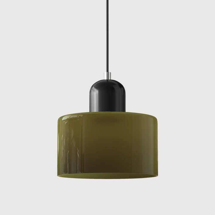 Inviting retro glass pendant light, adjustable cord, for cozy home decoration.