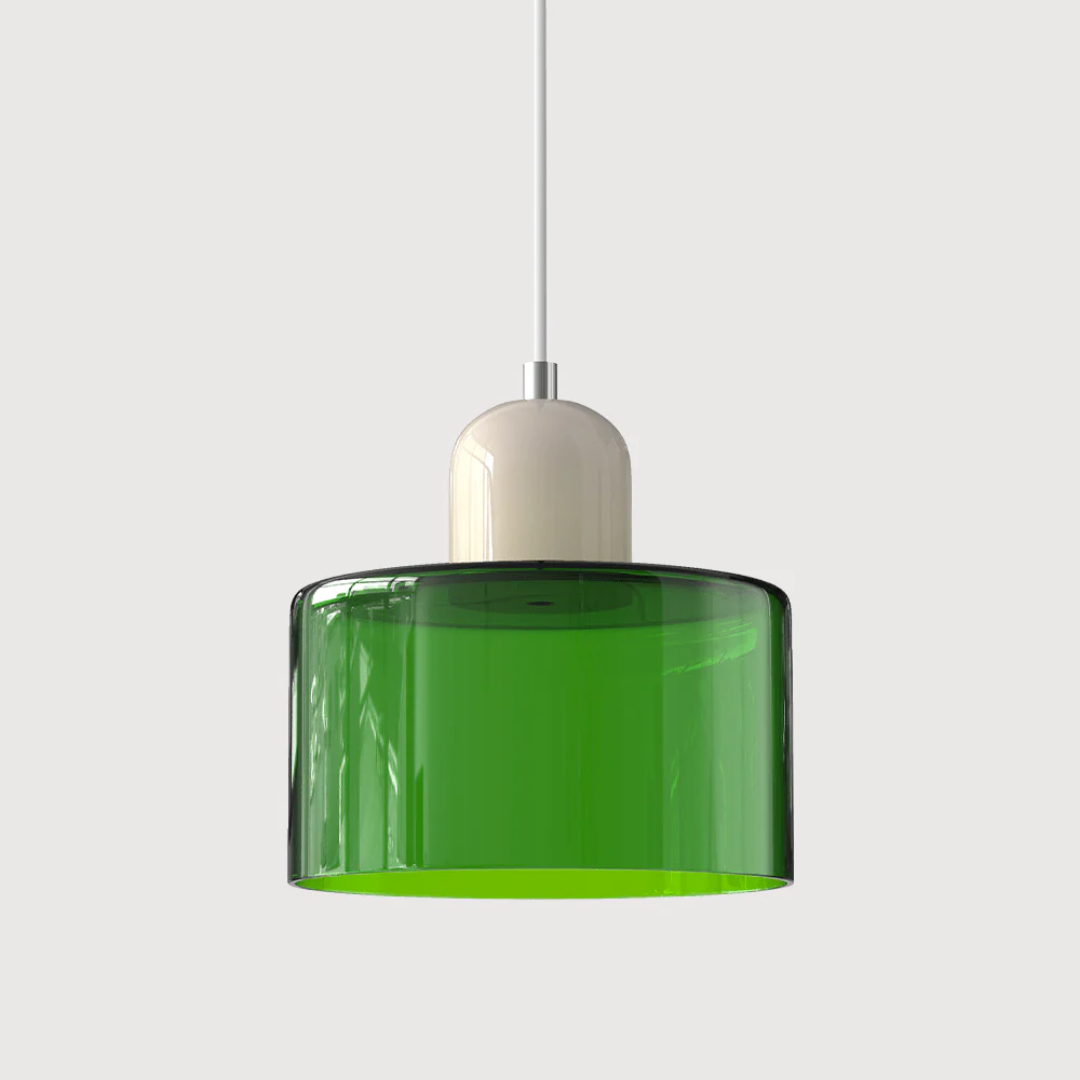 Elegant glass shade retro pendant, adjustable cord, for sophisticated warm lighting.