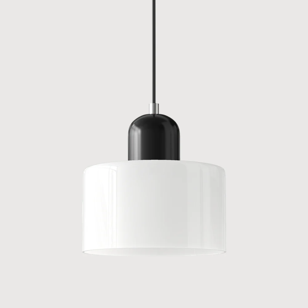 Warm light retro glass pendant lamp with adjustable cord, enhances home atmosphere.
