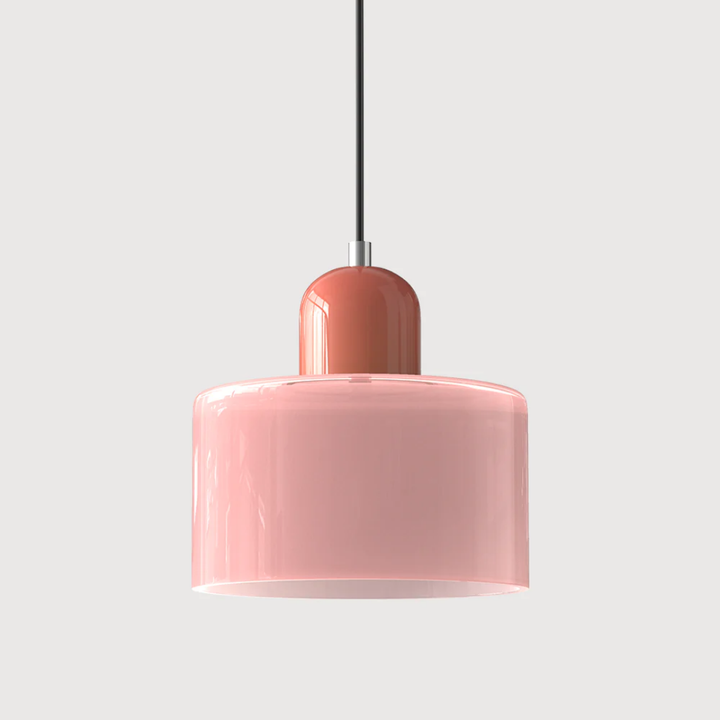 Charming retro glass pendant, adjustable cord, offers soft, warm lighting for decor.