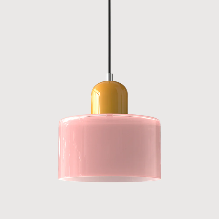 Retro glass pendant lamp, adjustable cord, designed to create a cozy, warm glow.