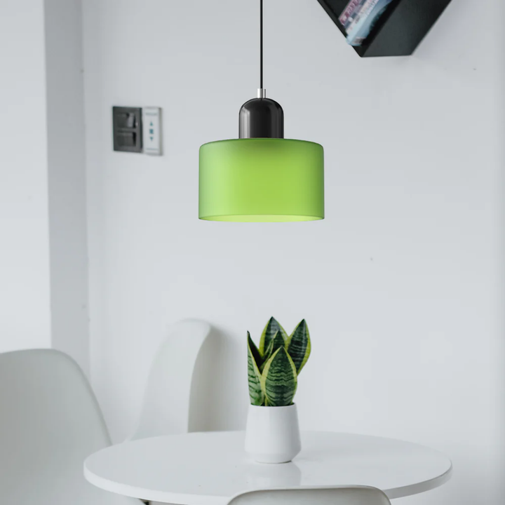 Warm ambiance retro glass pendant lamp, adjustable cord for flexible lighting.
