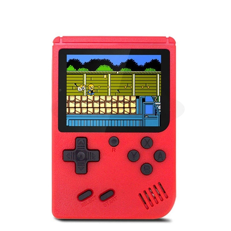 Retro handheld gaming console featuring 400 classic built-in games for portable fun.