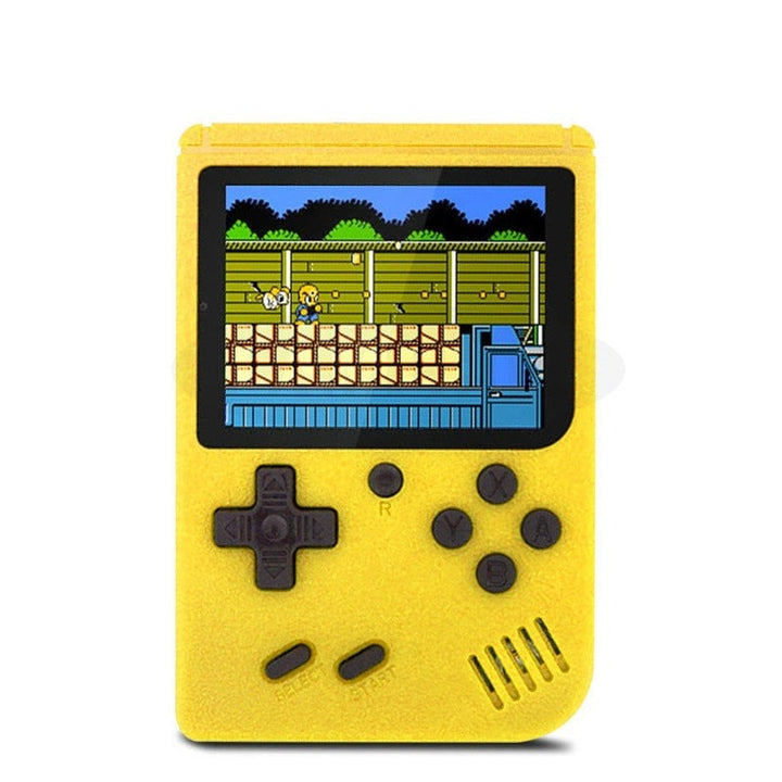 Compact handheld gaming console with 400 nostalgic 80s and 90s video games.