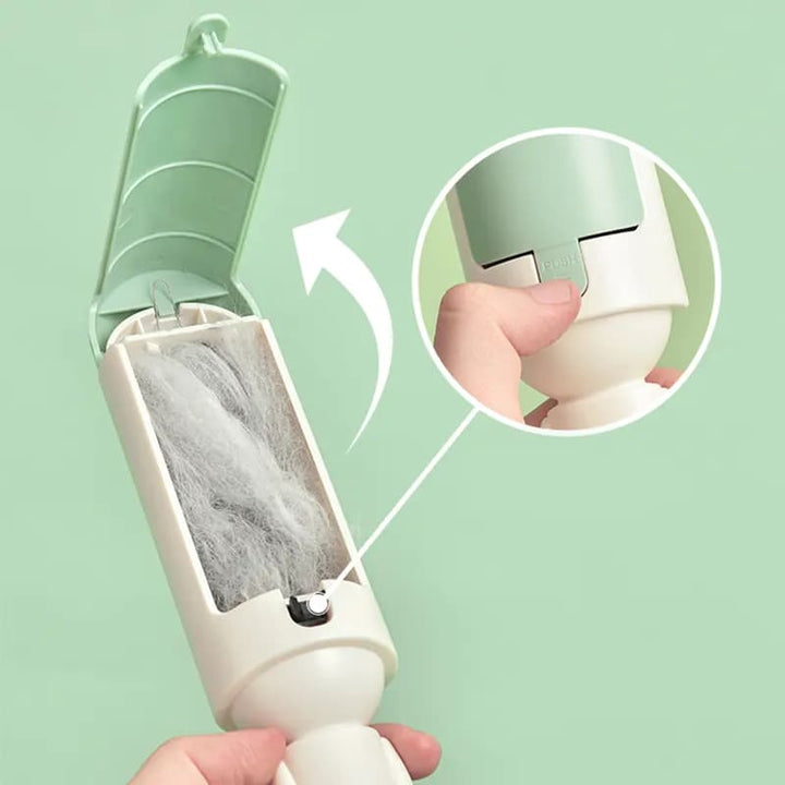 Pet hair roller for upholstery, carpets, and clothing. Removes dog fur, cat hair, and lint with ease.