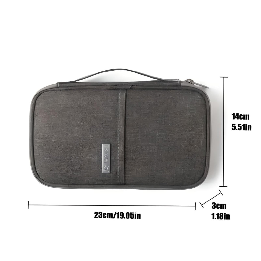 Durable ripstop nylon RFID family travel organizer, ideal for group travel & secure document management.