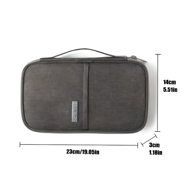 Durable ripstop nylon RFID family travel organizer, ideal for group travel & secure document management.