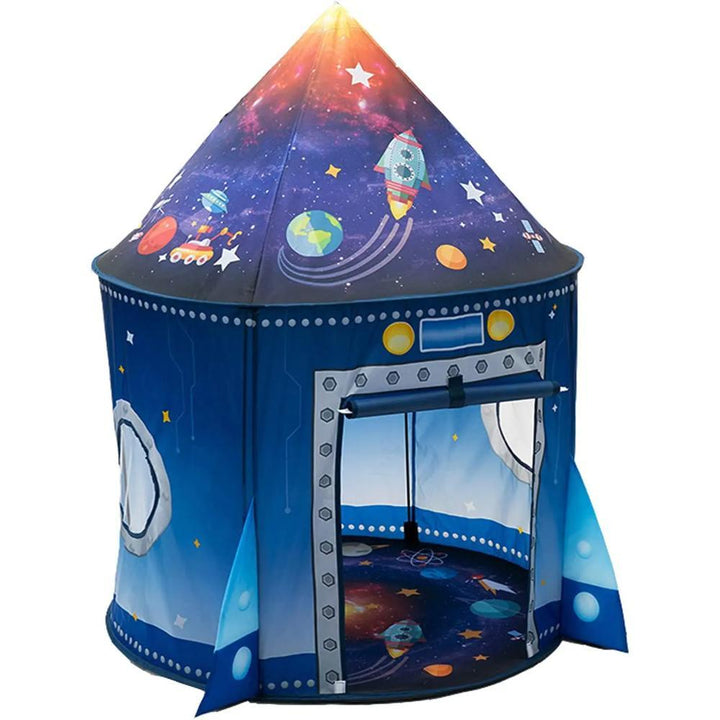 Rocket spaceship kids play tent for imaginative indoor play adventures.