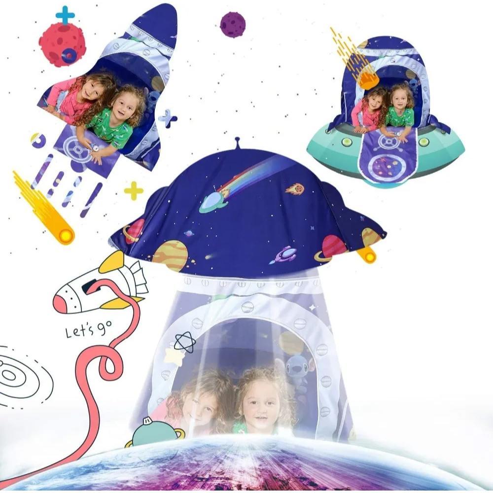 Children's rocket tent, a fun space-themed playhouse for kids.