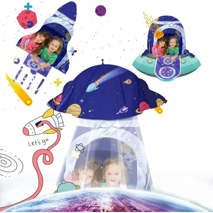 Children's rocket tent, a fun space-themed playhouse for kids.