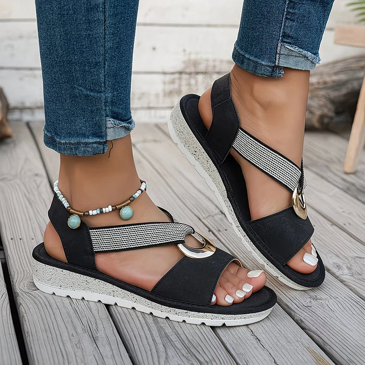 Comfortable Romilly women's elegant sandals; breathable, lightweight, and perfect slip-on summer holiday footwear.