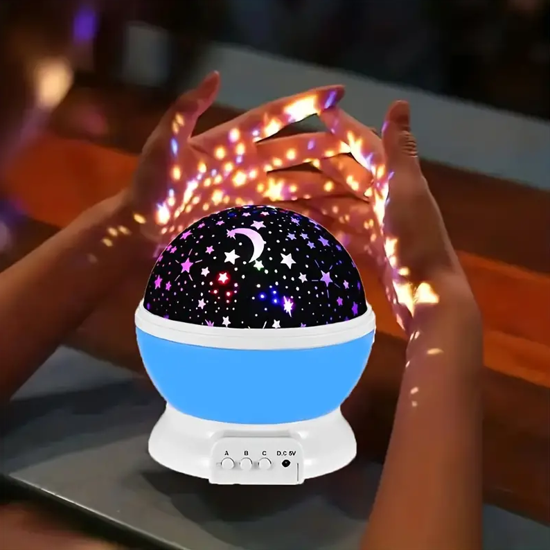 Gift-ready children's rotating star projector, ideal for kids' bedrooms, offering a magical LED light show.