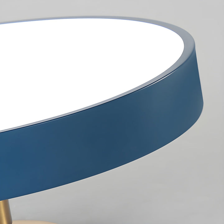 Warm glow round LED flush mount ceiling light, perfect for cozy living rooms.
