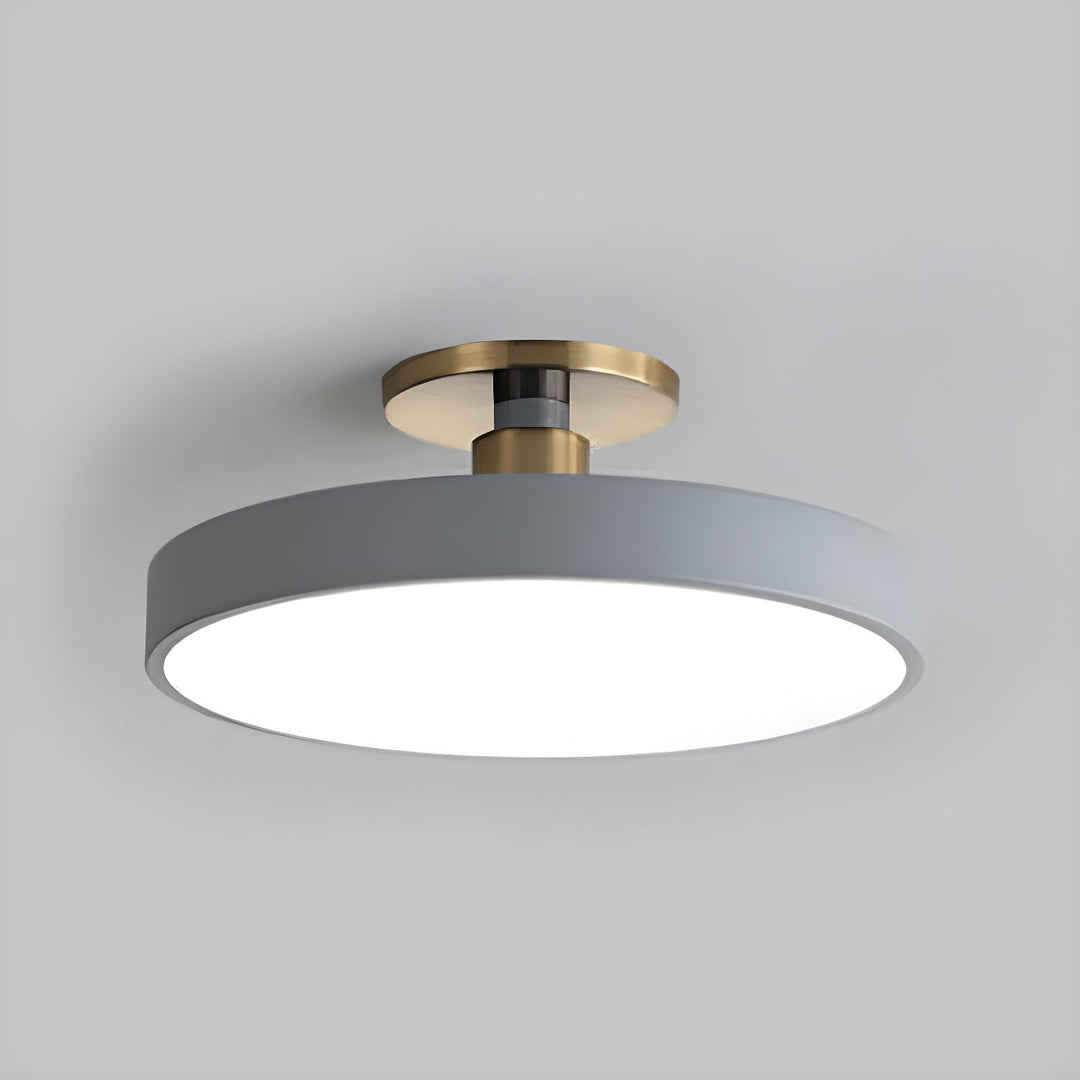 Contemporary LED round ceiling light, dimmable flush mount for modern bedrooms.