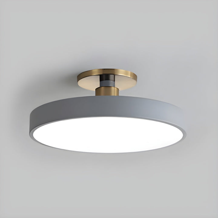 Contemporary LED round ceiling light, dimmable flush mount for modern bedrooms.