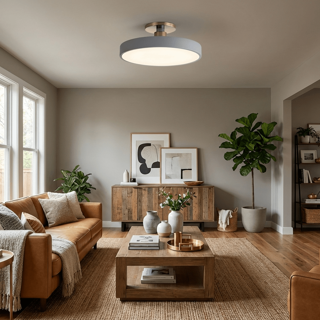 Modern dimmable LED ceiling lamp, round flush mount for home decor.