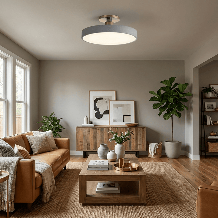 Modern dimmable LED ceiling lamp, round flush mount for home decor.