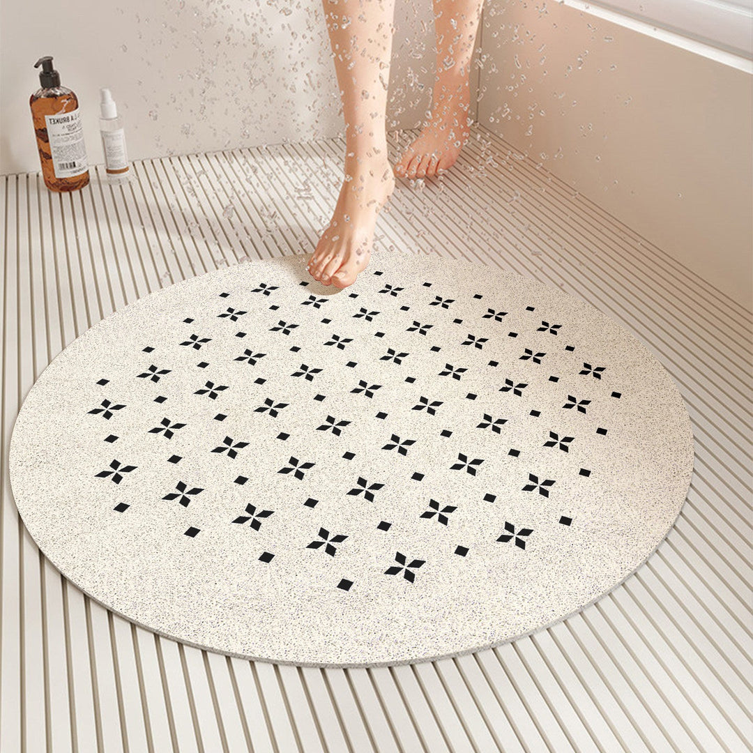 Easy-clean, quick-dry non-slip round mat for shower safety; perfect unisex bathroom decor with practical design.