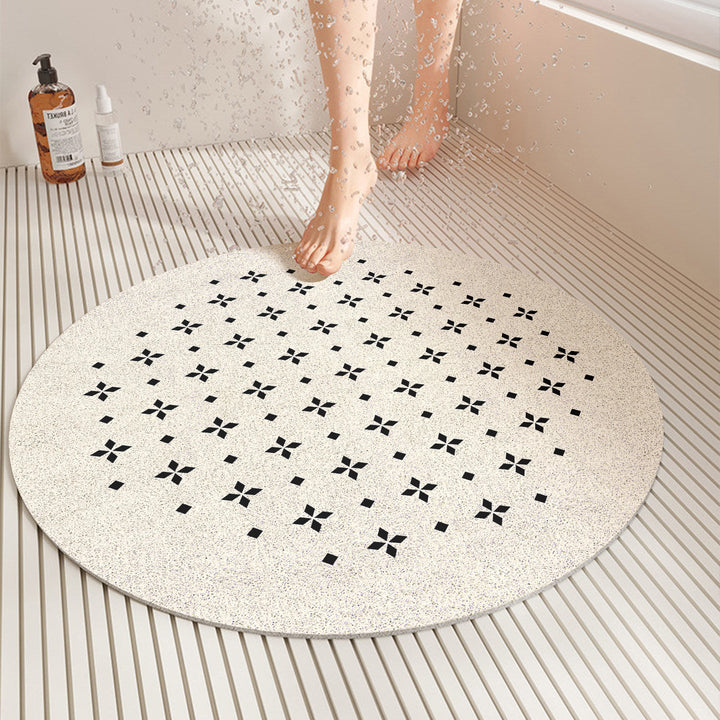 Easy-clean, quick-dry non-slip round mat for shower safety; perfect unisex bathroom decor with practical design.