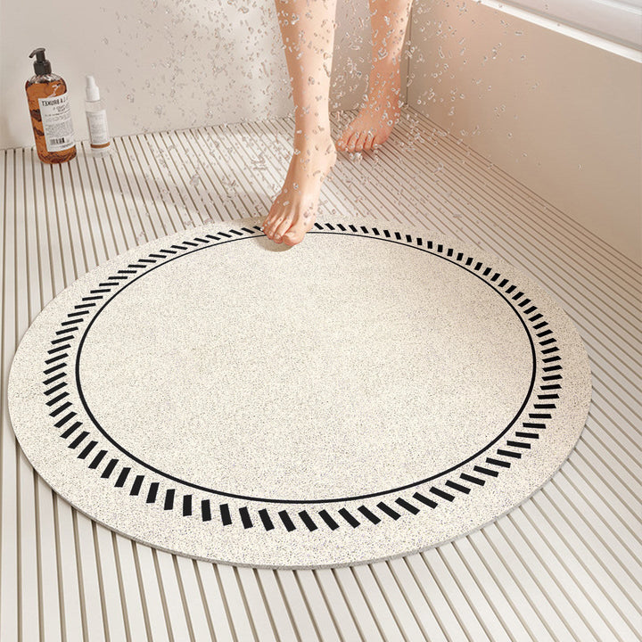 Modern round non-slip shower mat with stylish geometric pattern, providing essential home safety and bathroom decor.