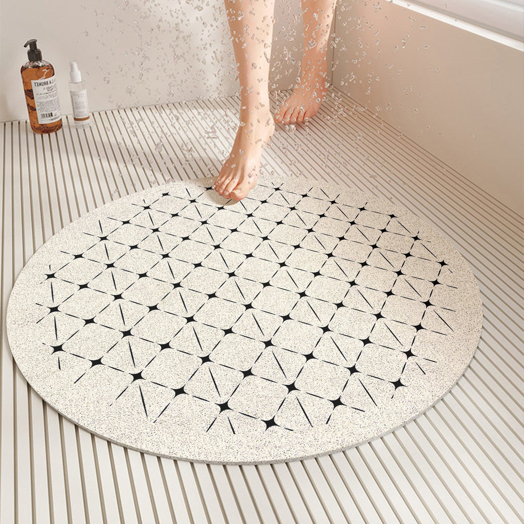 Unisex round non-slip shower mat for enhanced bathroom safety; quick-drying and easy-clean design for any home.