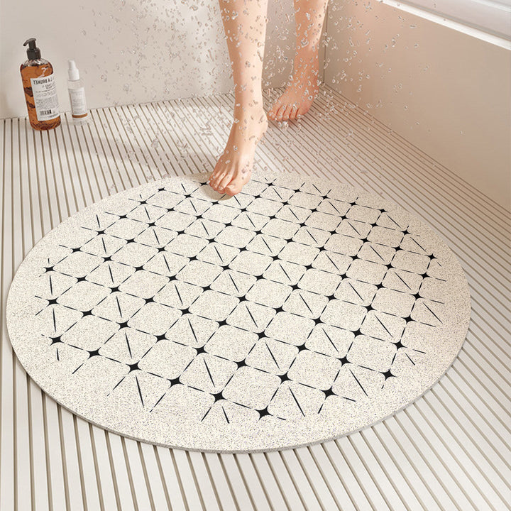 Unisex round non-slip shower mat for enhanced bathroom safety; quick-drying and easy-clean design for any home.