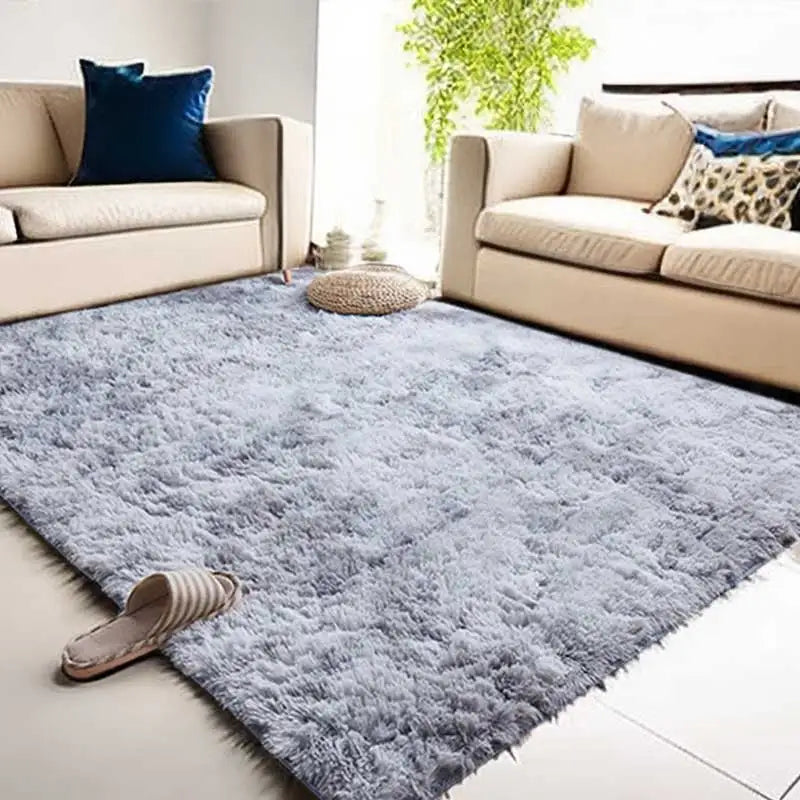Luxurious fluffy round rug in a neutral tone, enhancing any home decor with ultimate softness & comfort.
