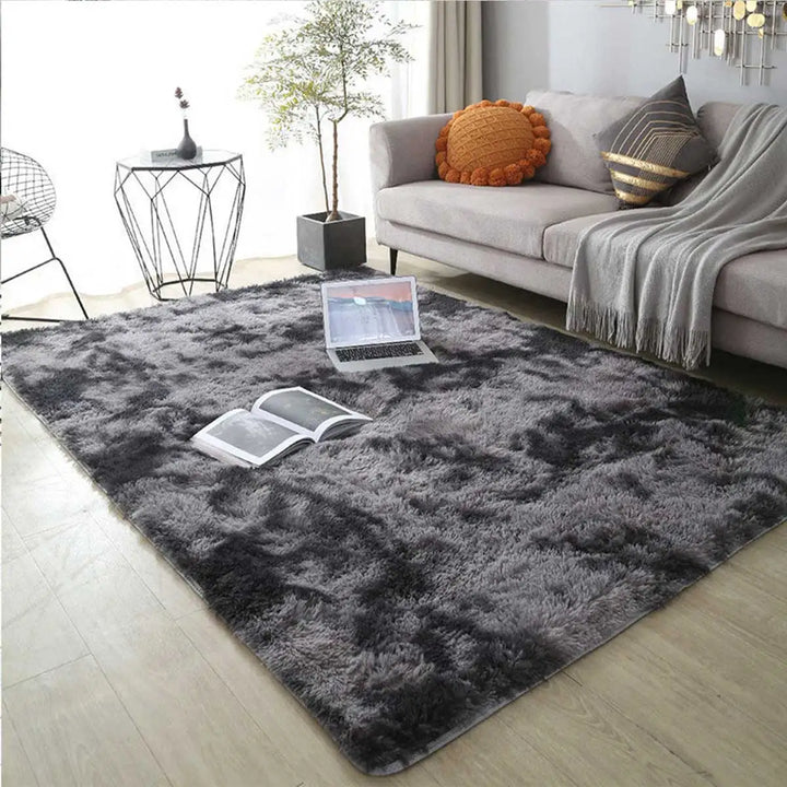 Chic round bedroom rug, ultra-soft and fluffy, providing a cozy and elegant foundation for your room.