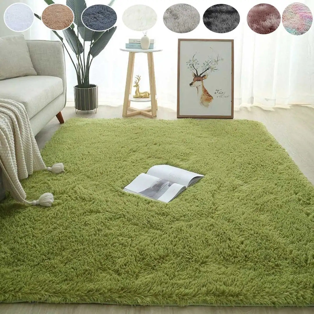 Ultra soft round fluffy rug, a non-slip & elegant addition for comfortable living room floor decor.