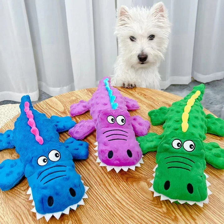 RuffJoy durable plush squeaky dog toy, perfect for interactive play and large dogs.
