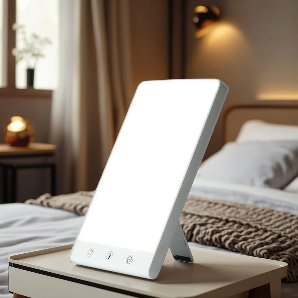 SAD Therapy Lamp, a compact full-spectrum light for boosting mood & energy, combating seasonal depression naturally.