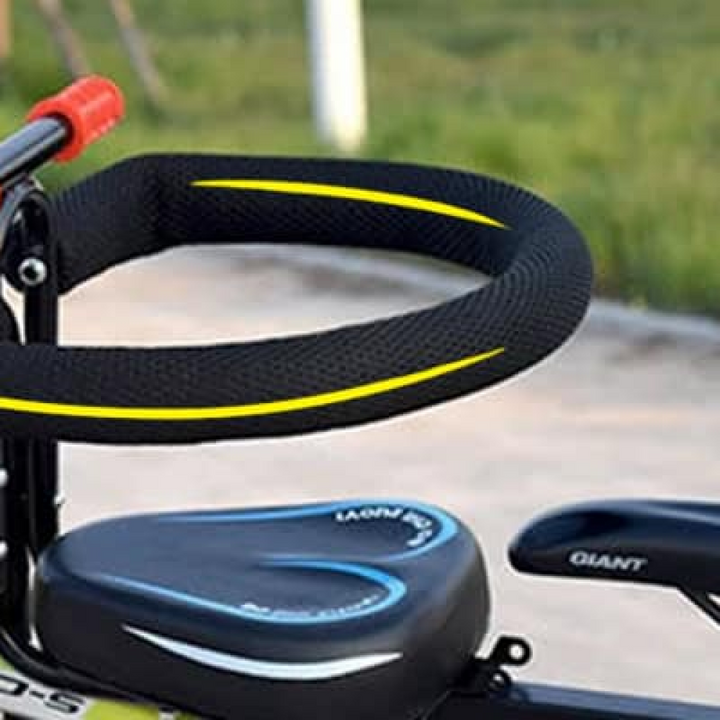 Premium child bicycle seat designed for secure attachment & ultimate comfort on any adult bike for kids.