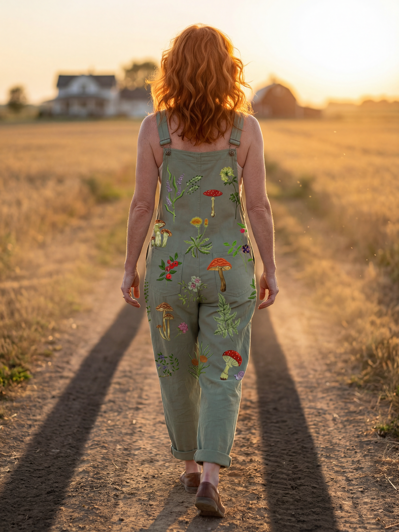 Sleeveless sage green women's jumpsuit with wide legs & field straps. Relaxed fit one-piece, ideal for summer casual wear.