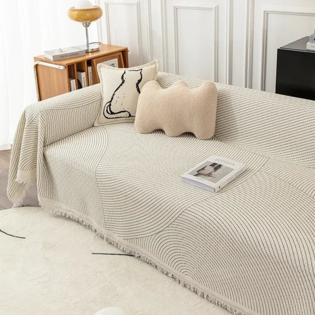 Cozy unisex couch throw blanket. Soft patterned design, ideal home accent for Scandinavian living room decor.