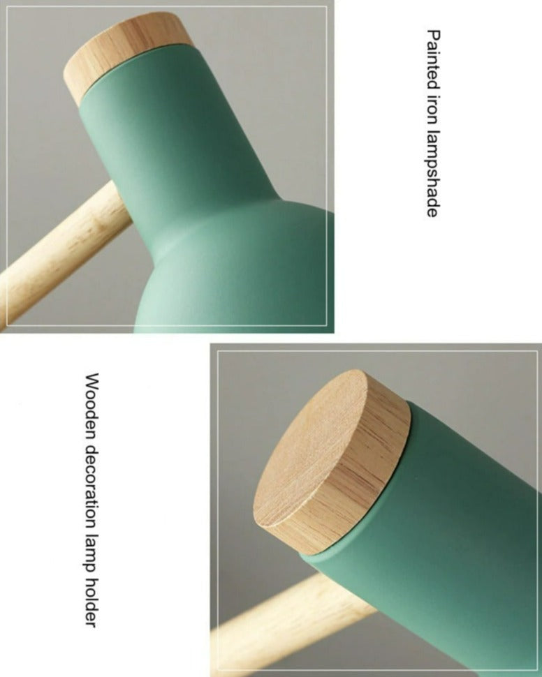 Beautiful wooden Scandinavian desk lamp, foldable & adjustable, enhancing modern home or office decor.