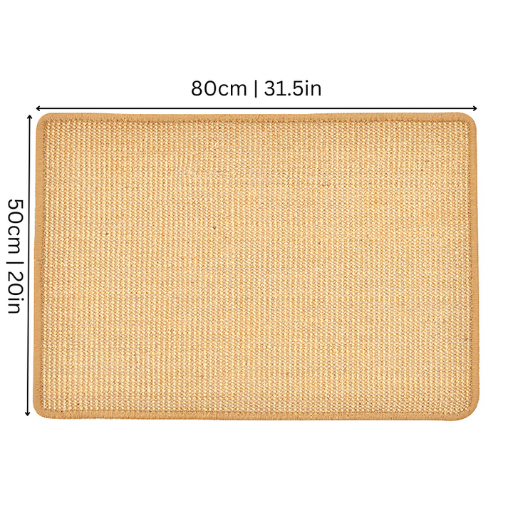 White patterned Scratchify cat mat attached to a chair leg, preventing scratches