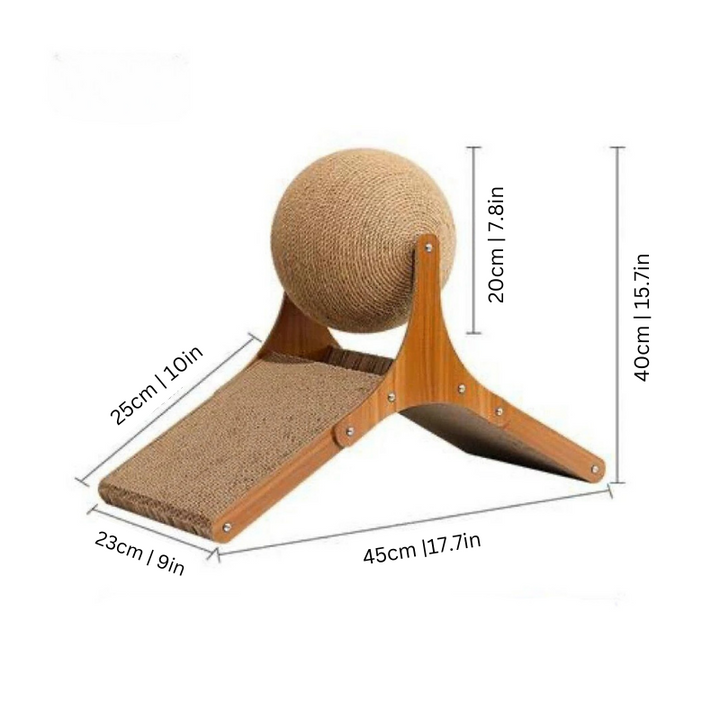 Durable cat furniture: ScratchPlay interactive scratcher with sisal ball for scratching & play.