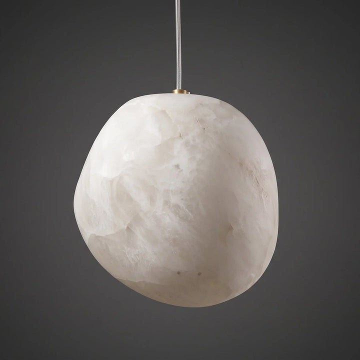 Ambient brass sculptural pebble pendant light, modern decorative ceiling lamp.