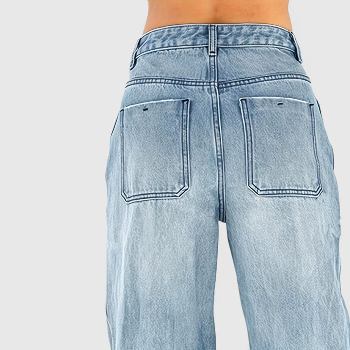 Sea blue women's loose fit baggy pants, perfect for comfortable streetwear, casual fashion, and everyday wear.