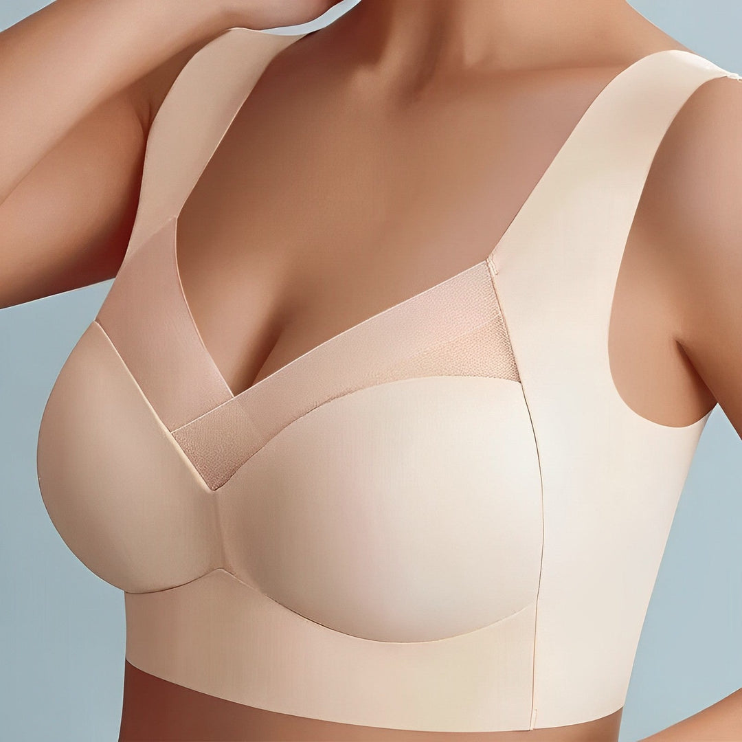 Comfortable women's bra top with seamless ergonomic design, perfect for active or lounge wear.