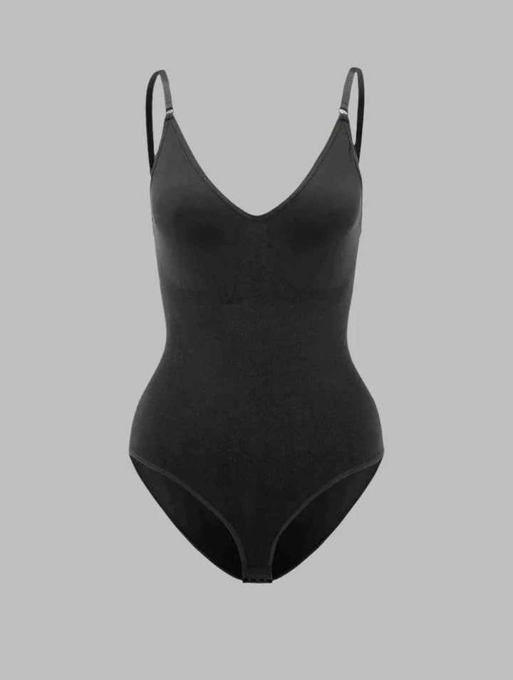 Women's seamless shapewear bodysuit for tummy control, body shaping, curve enhancement & comfort.