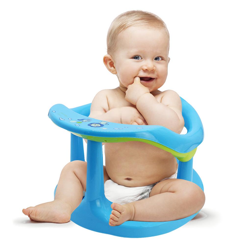 Secure baby bath seat with non-slip base for safe newborn and toddler bathing.