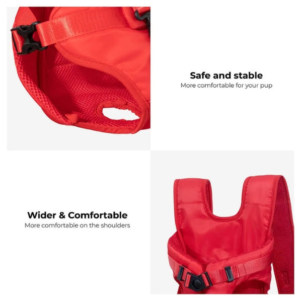 Secure dog carrier backpack, perfect for active pets on hiking and outdoor adventures.
