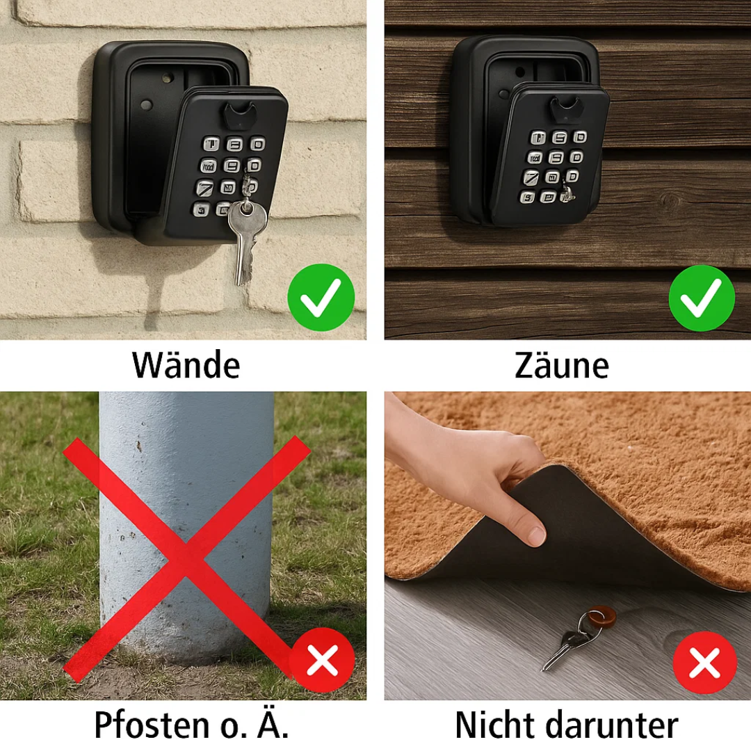 Outdoor wall mounted key safe for property managers, ensuring secure 24/7 key access.