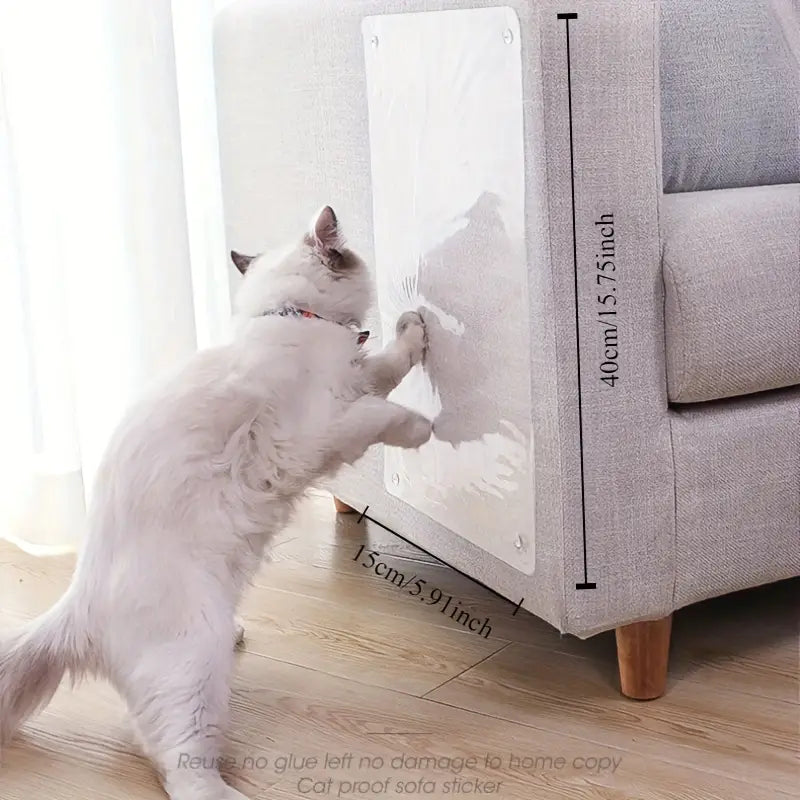 Protect sofas and chairs with these clear, sticky cat furniture scratch shields.