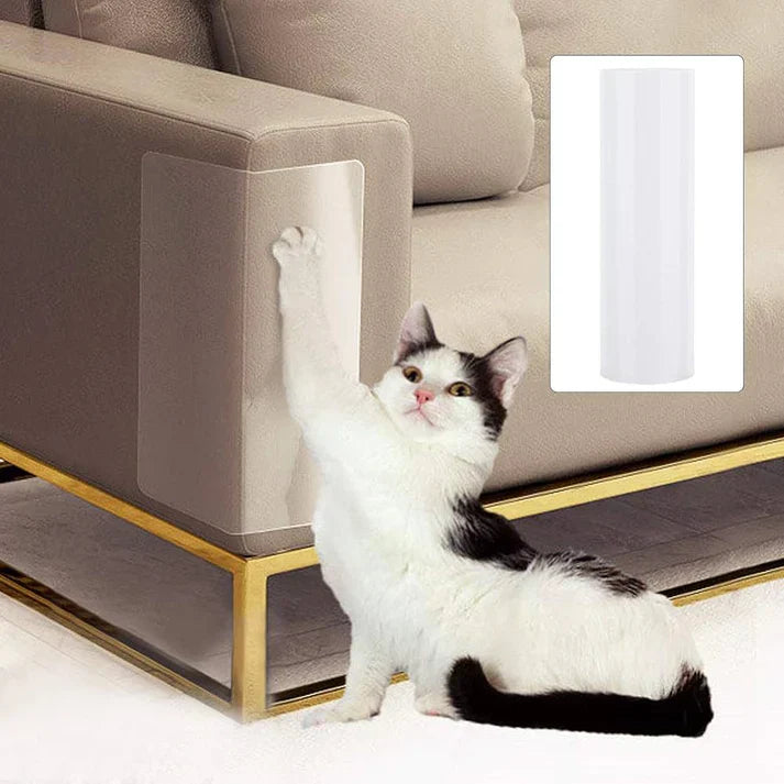 Durable, transparent pet furniture guards to prevent cat scratching on upholstery.