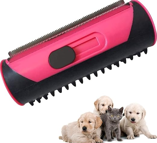 Innovative self-cleaning pet grooming roller. Removes dog & cat fur, lint. Reusable & effective animal groomer.