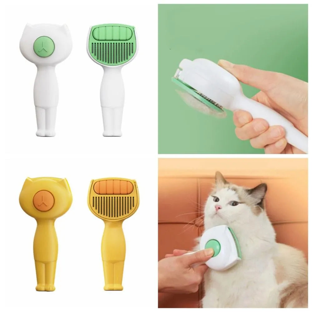 Self-cleaning pet grooming brush for dogs & cats, effortless hair removal & shedding.