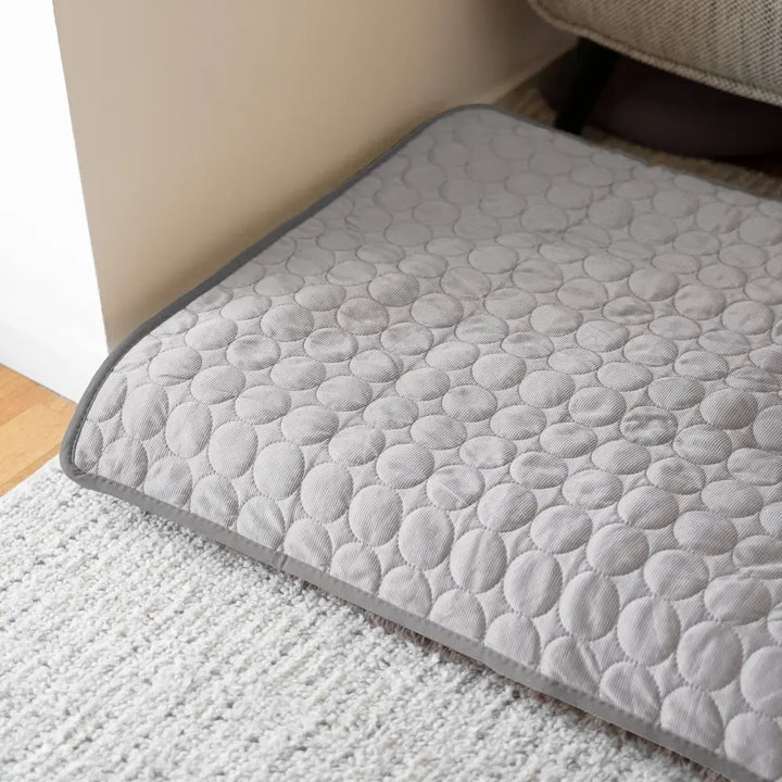Soft, cooling pet bed for dogs. This durable, self-cooling mat provides summer comfort & heat relief for any animal.
