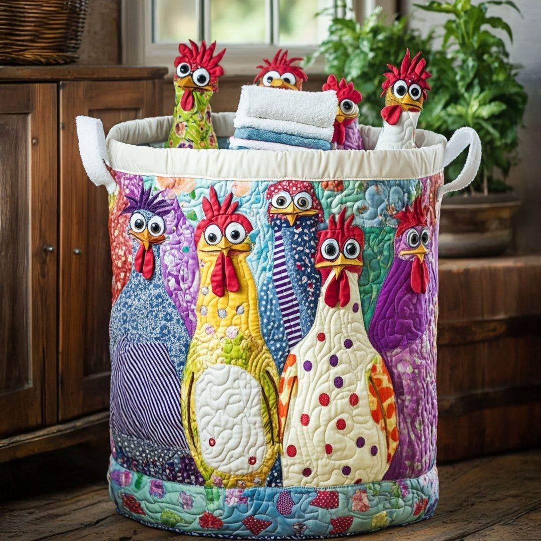 Self-standing quilted cotton blend laundry basket hamper for home decor & durable storage organization. Foldable.